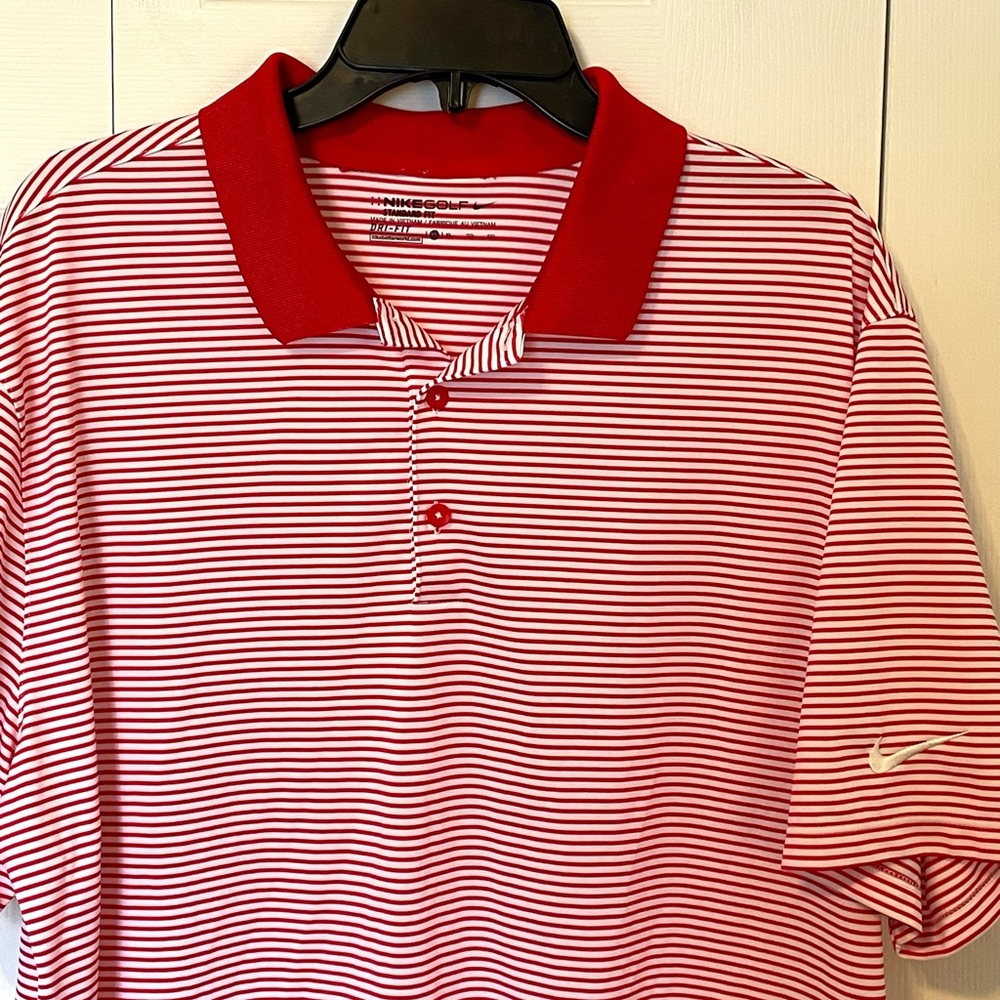 Nike Red and White Polo Shirt Classic Design